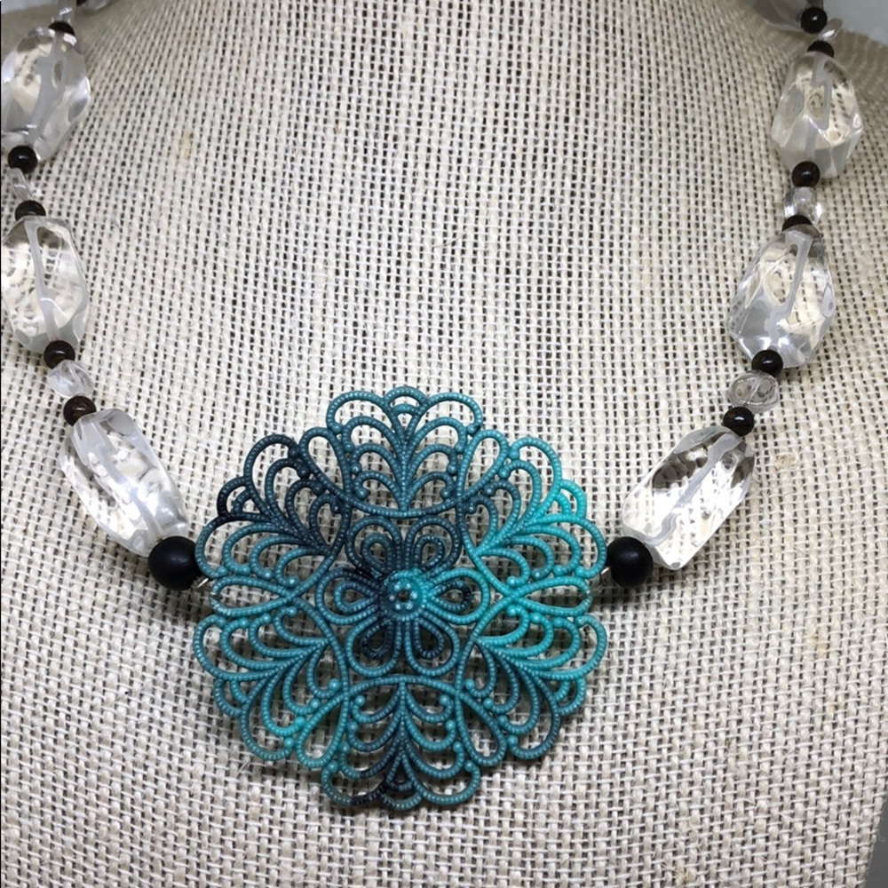 Turquoise, Brown and Clear Necklace